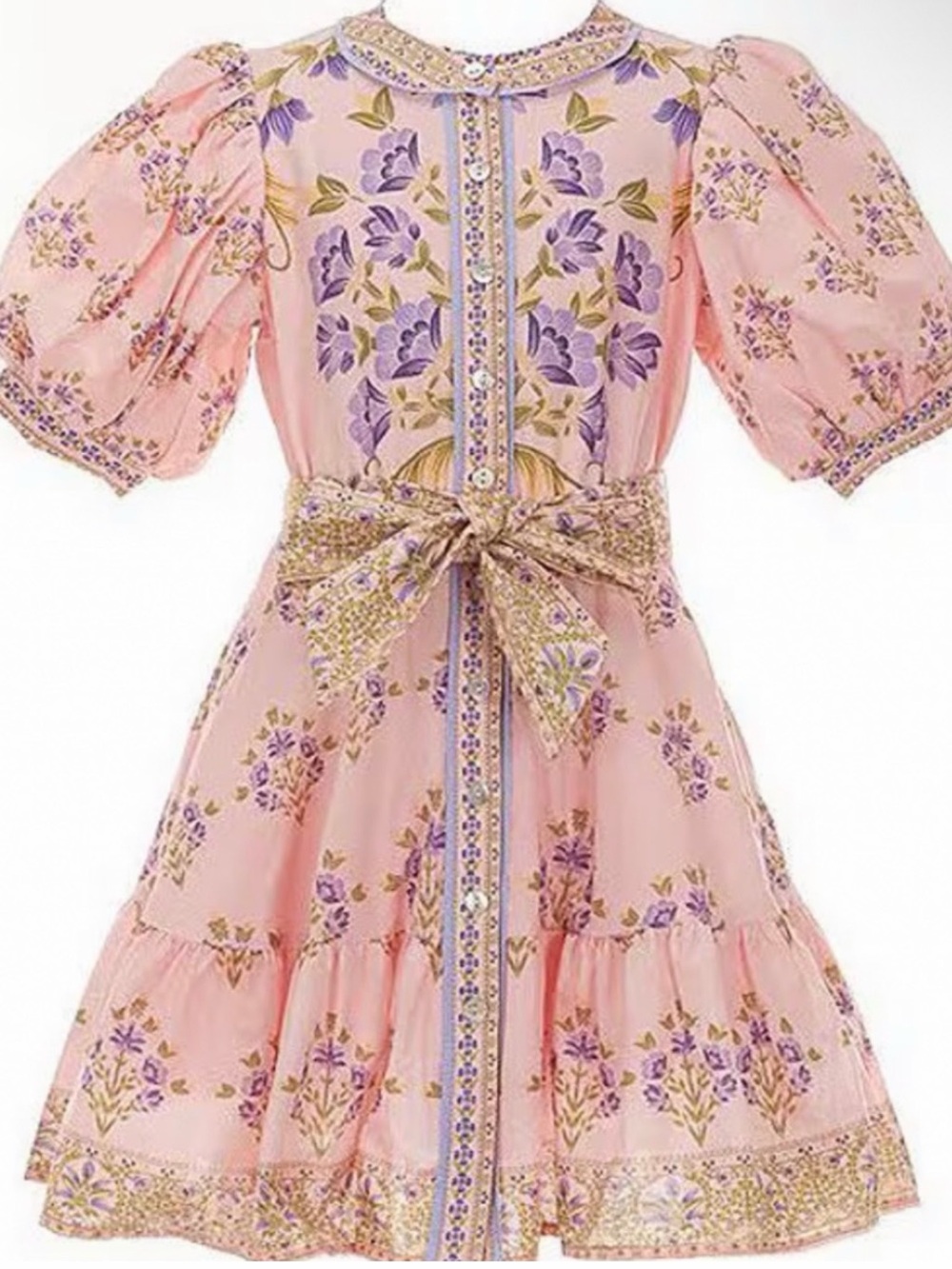 A Loves A Girls Pink Floral Tie-Waist Dress